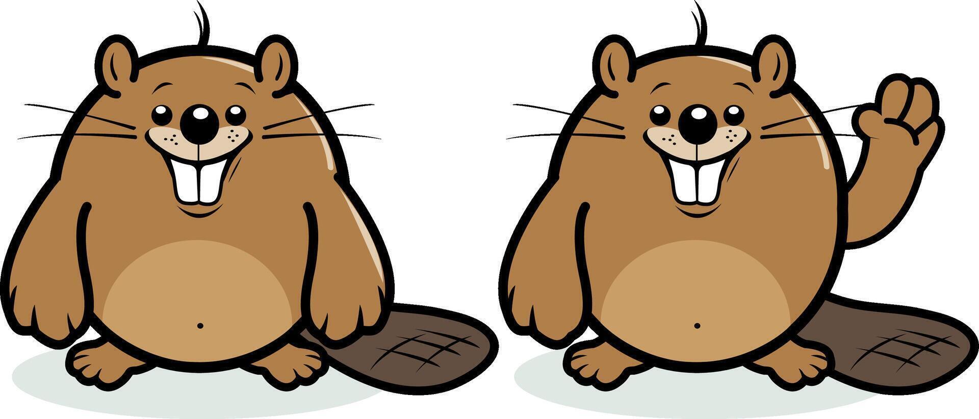 Cartoon beaver character. Cute castor animal. Vector Illustration