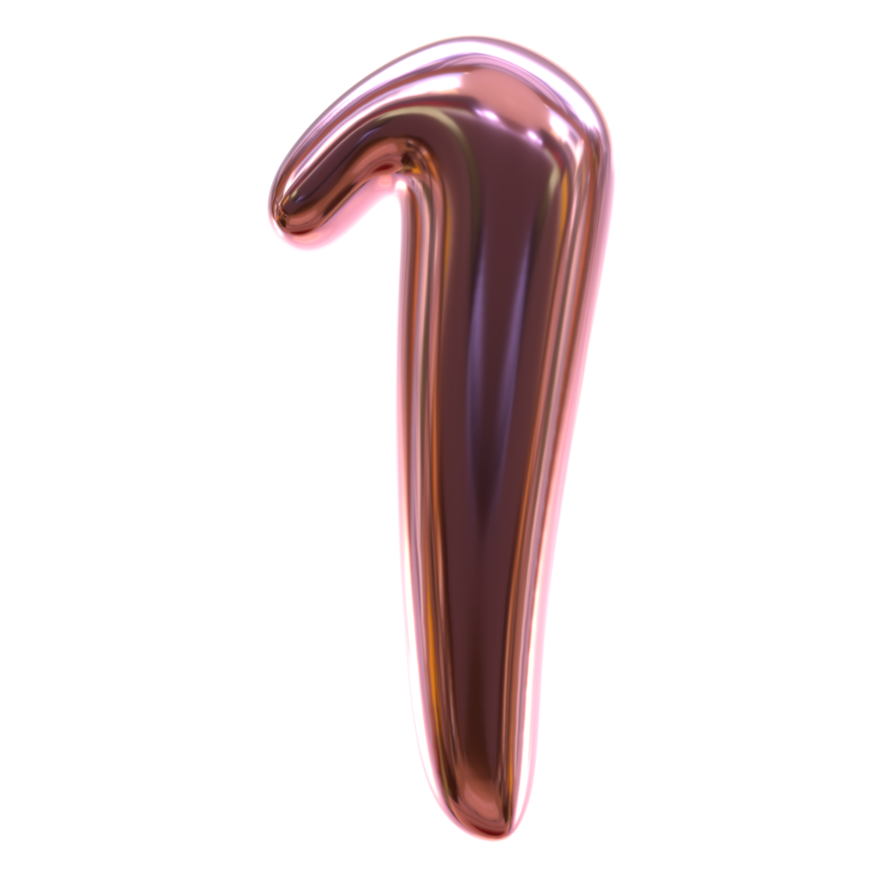 Number 1 in 3d rendering png