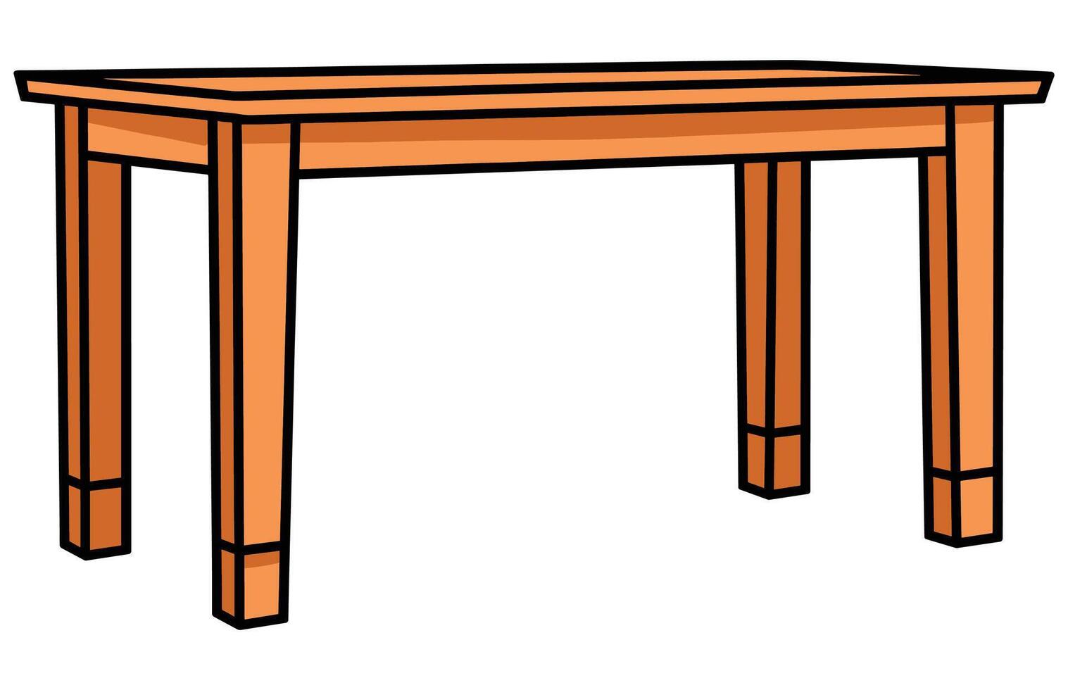 Wooden table isolated illustration, table wooden home modern decoration furniture vector