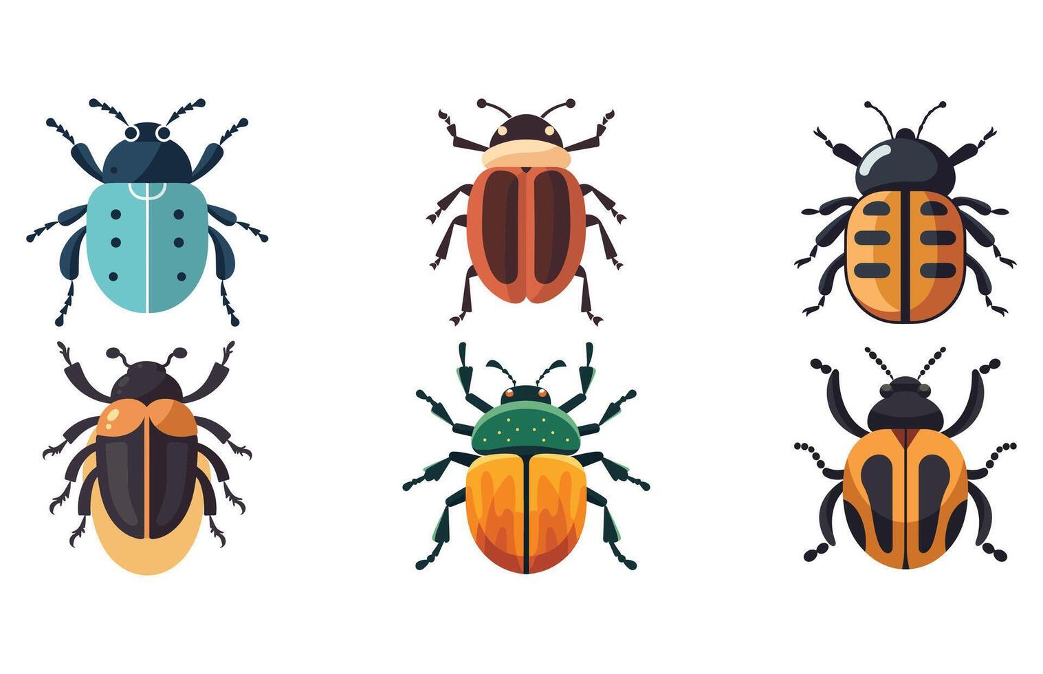 Beetle Rhino Illustration Clip Art Design Shape set, Beetle Icon Vector set