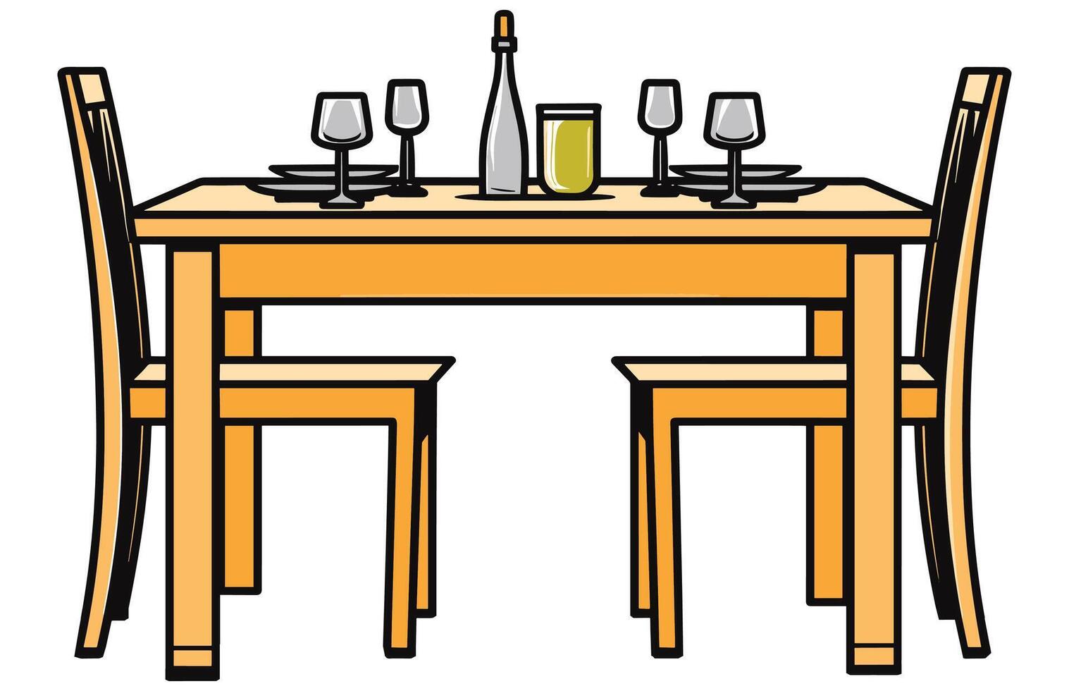 comida mesa y sillas vector, mesas con sillas para comida ilustración vector