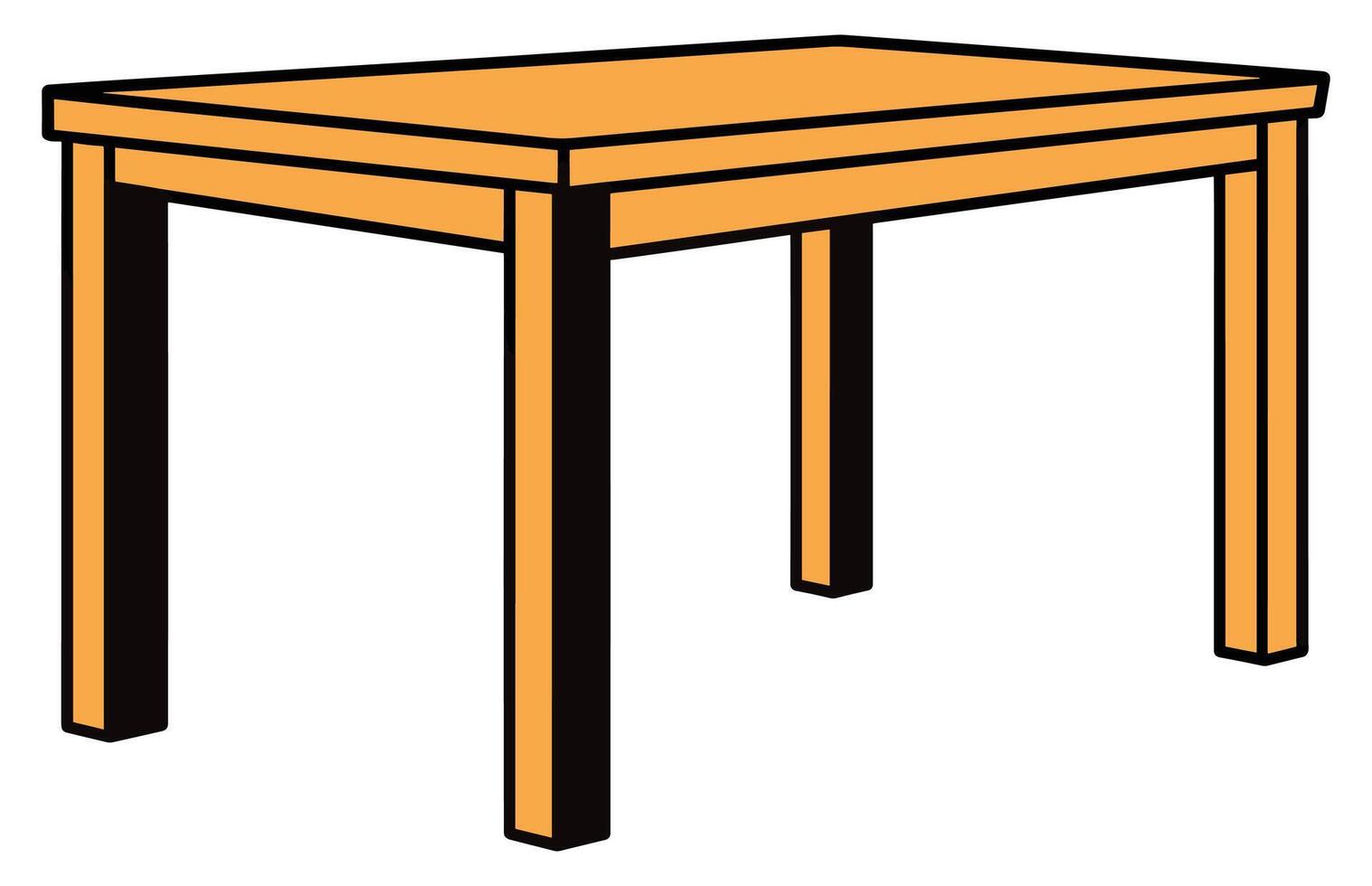 Wooden table isolated illustration, table wooden home modern decoration furniture vector