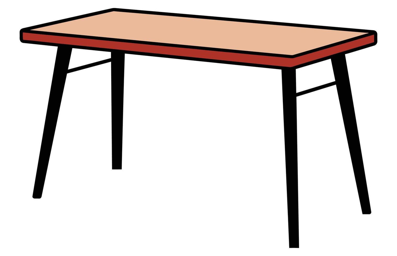Wooden table isolated illustration, table wooden home modern decoration furniture vector