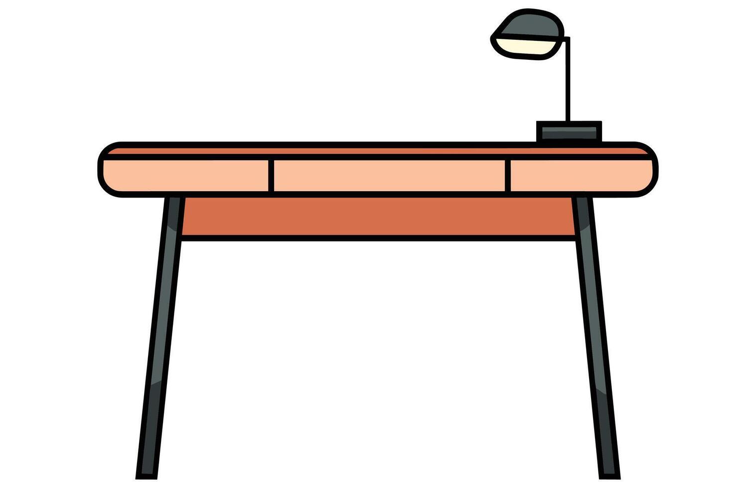 Writing desk and table lamp vector illustration. Writer, or student at table
