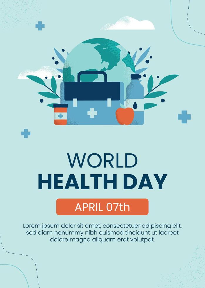 Hand drawn vertical poster template for world health day vector