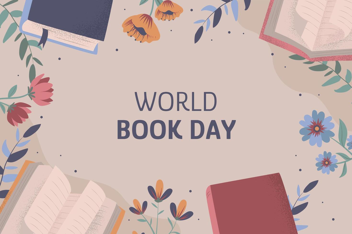 Hand drawn background for world book day celebration vector