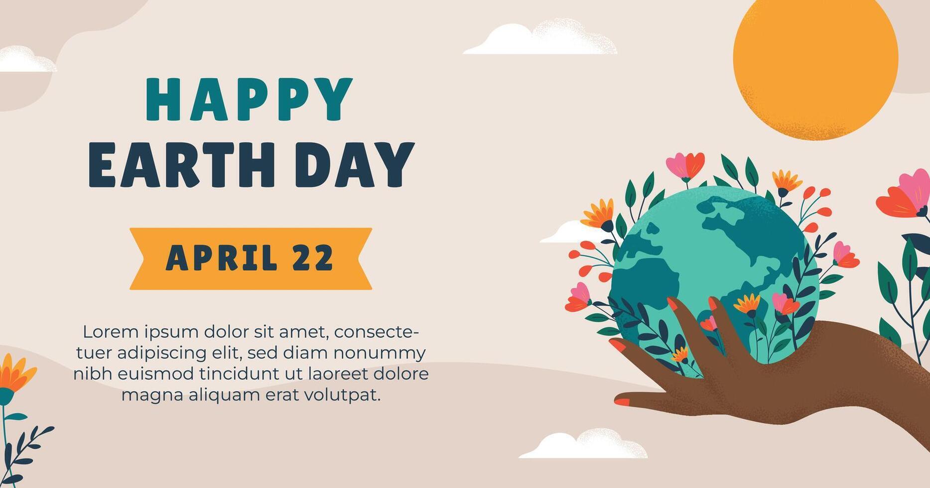 Hand drawn social media post template for earth day celebration vector
