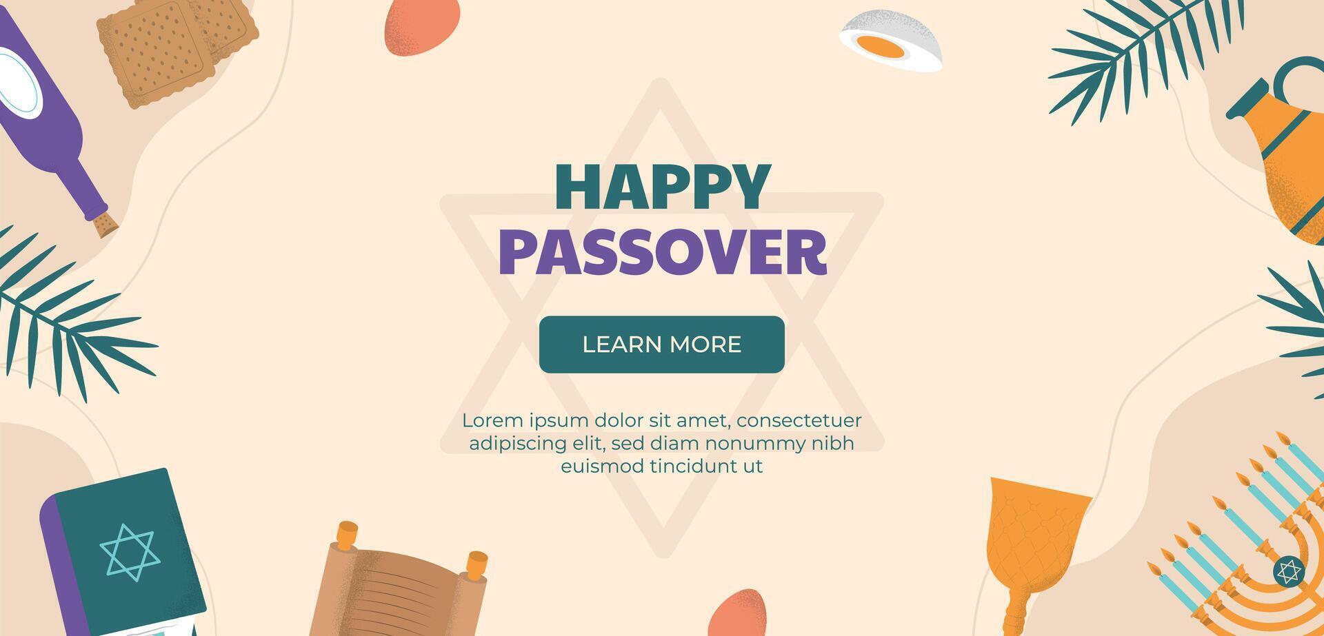 Hand drawn horizontal banner template for jewish passover celebration vector