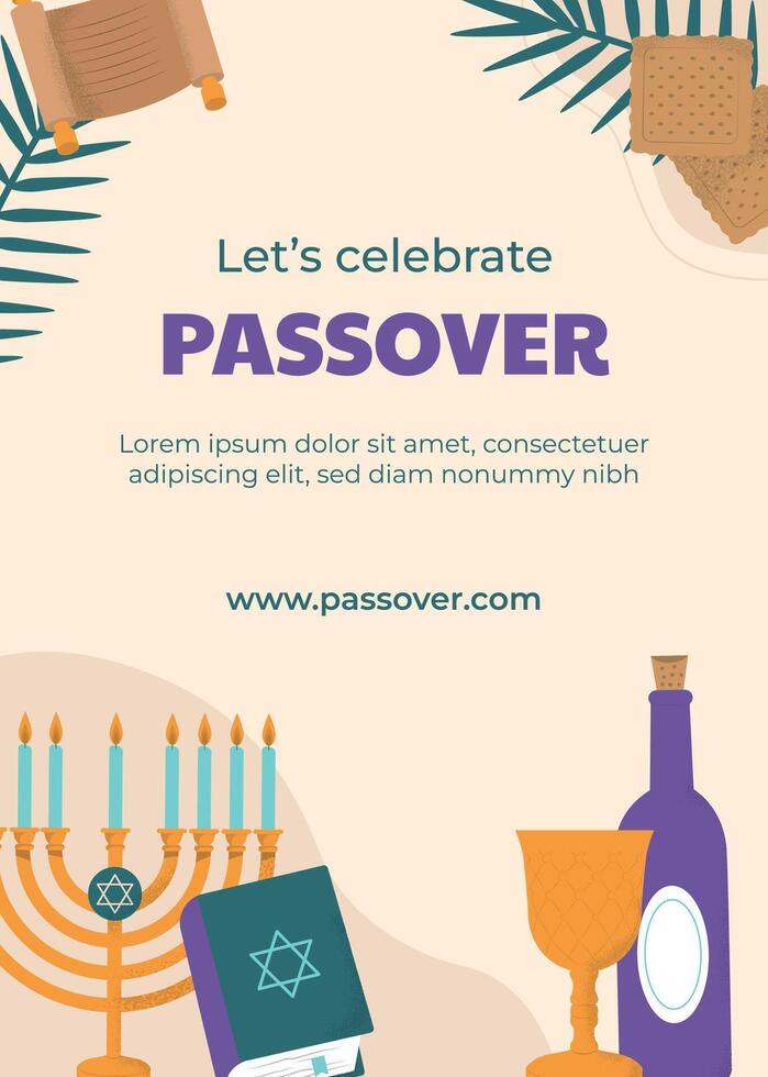 Hand drawn passover greeting card template vector