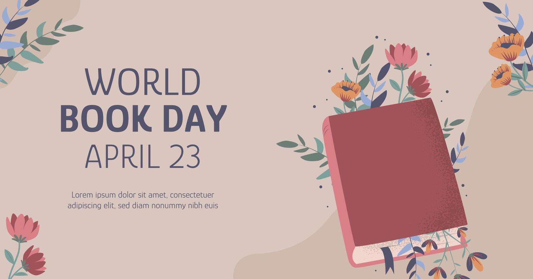 Hand drawn illustration for world book day celebration social media post template vector