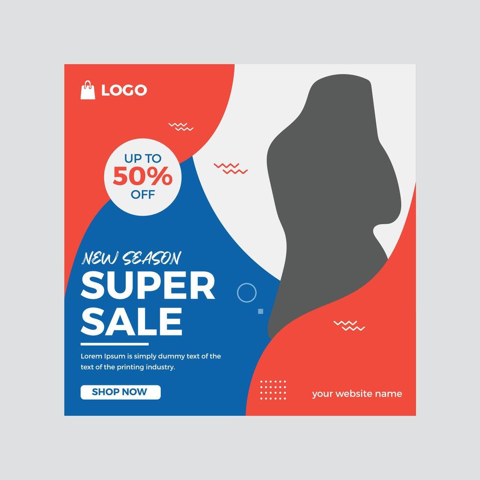 fashion sale social media post template vector