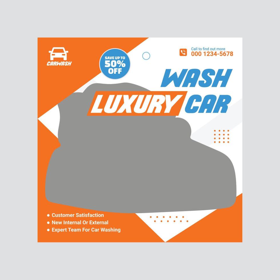 luxury car wash promotion social media post template vector
