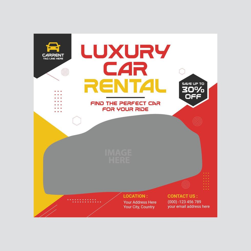Car rental social media post template banner for promotion vector