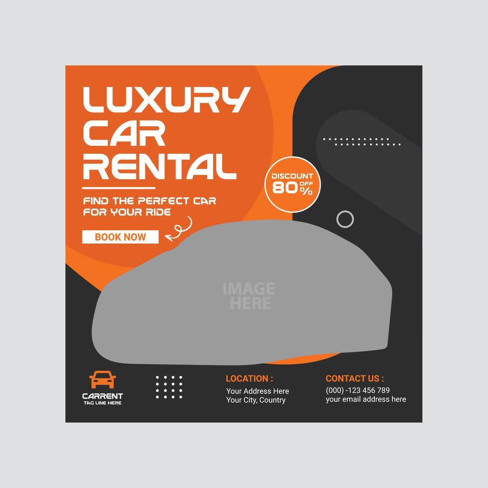 Car rental social media post template banner for promotion vector