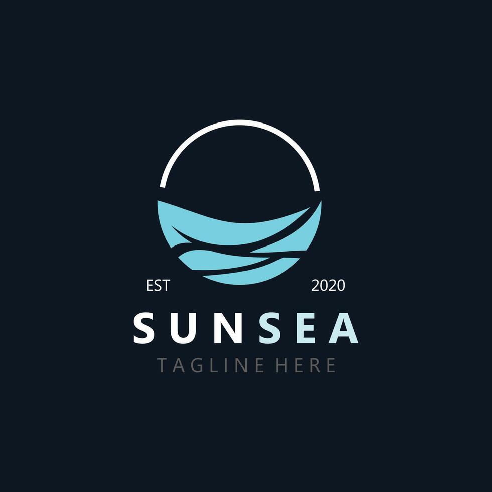 Sun sea Logo design creative premium sun beach vector template