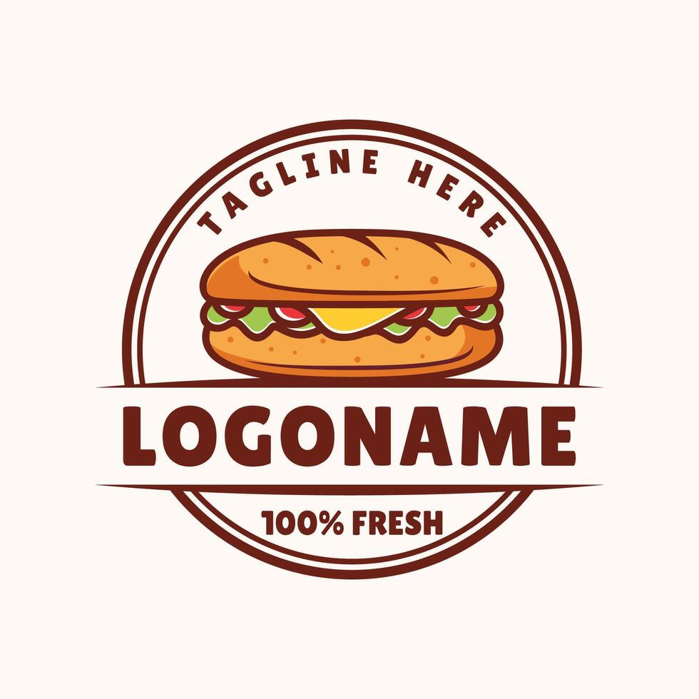 Sandwich logo template, Suitable for restaurant and cafe vector
