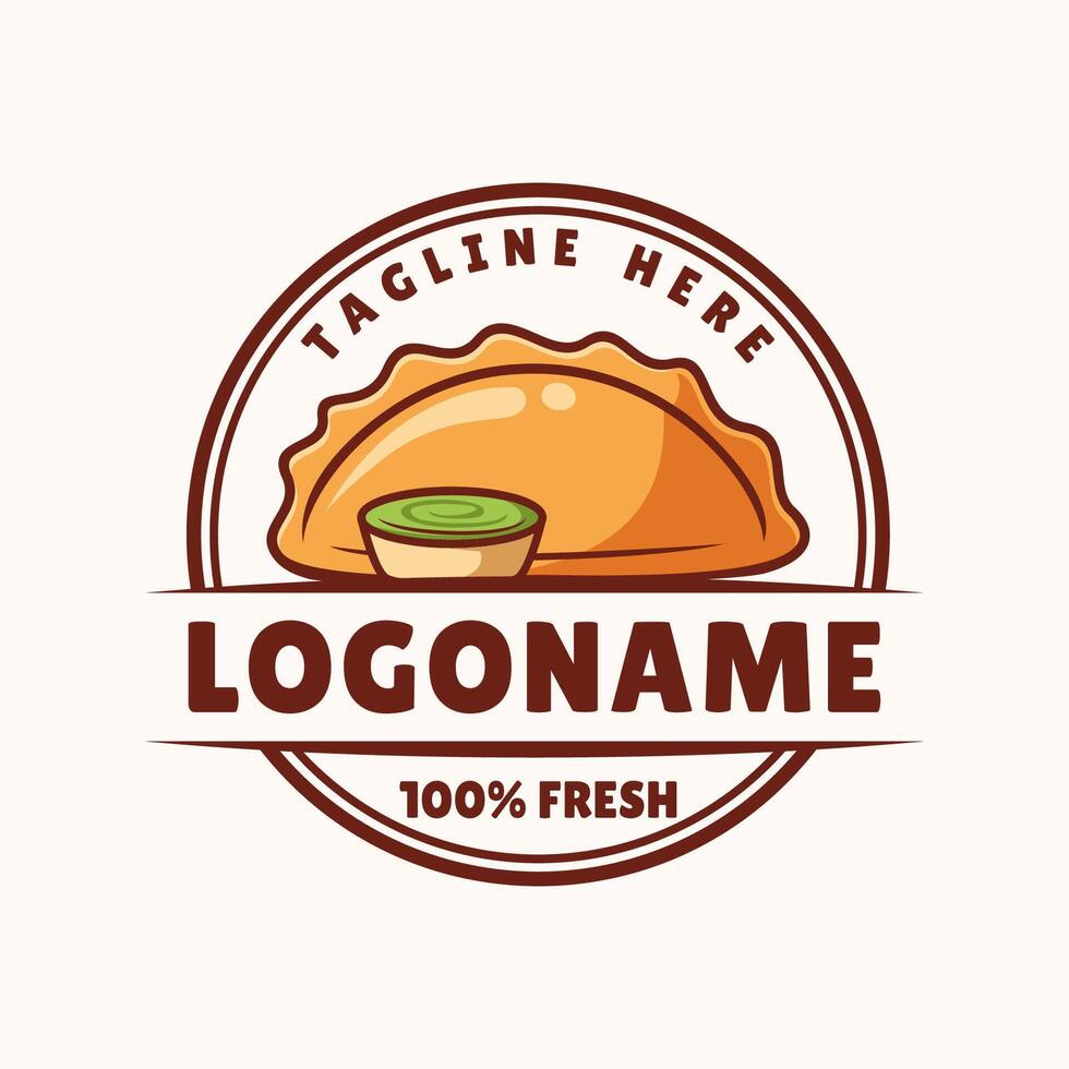 Hand drawn empanada logo template, Suitable for restaurant and cafe vector