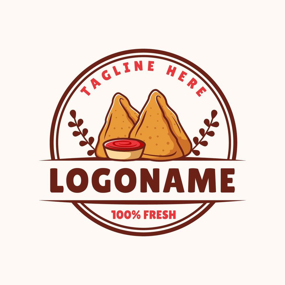 Hand drawn samosa logo template, Suitable for restaurant and shop vector