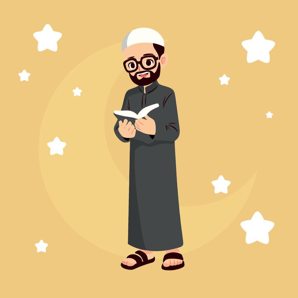 Islamic Teacher Reading A Book vector