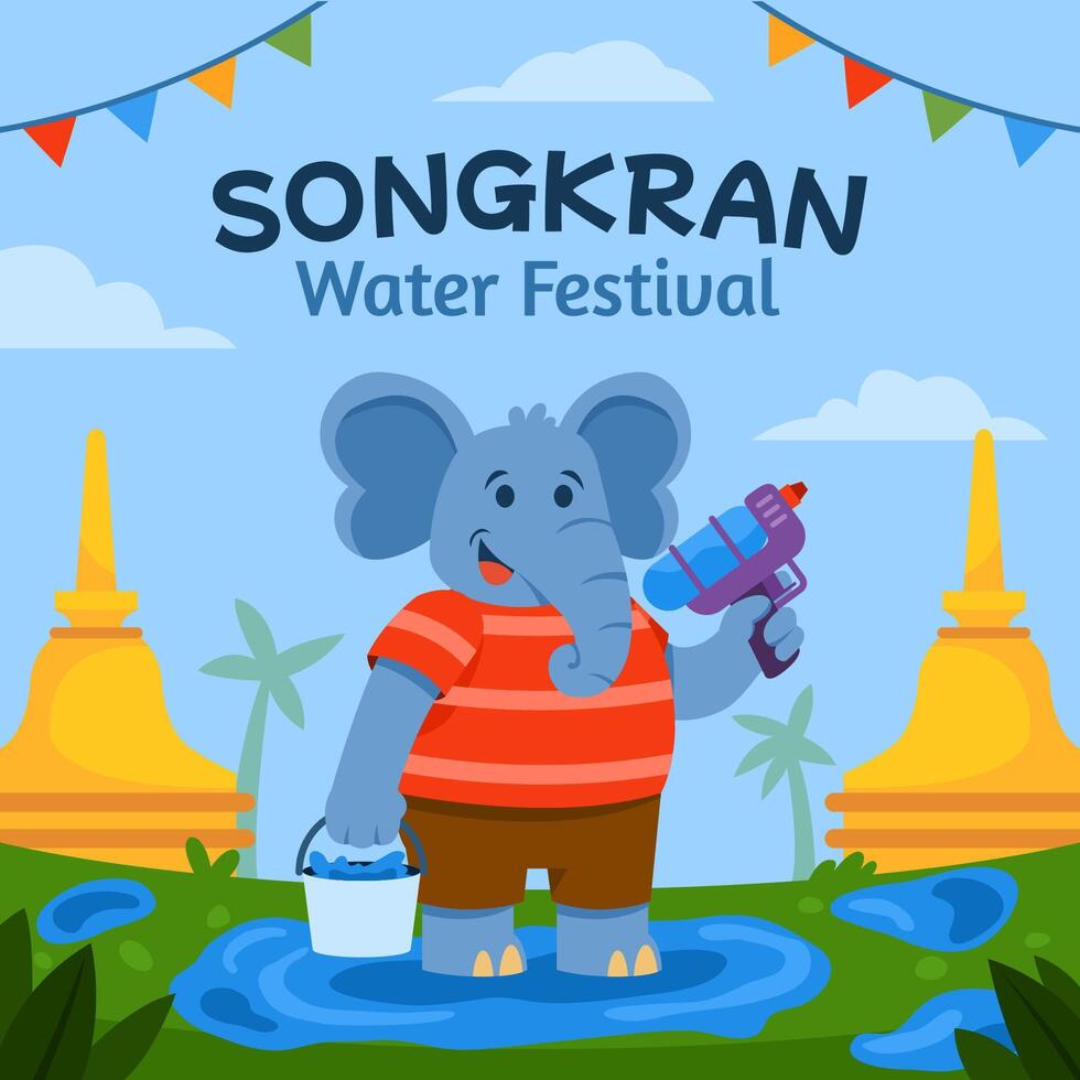Elephant Go To Water Festival vector