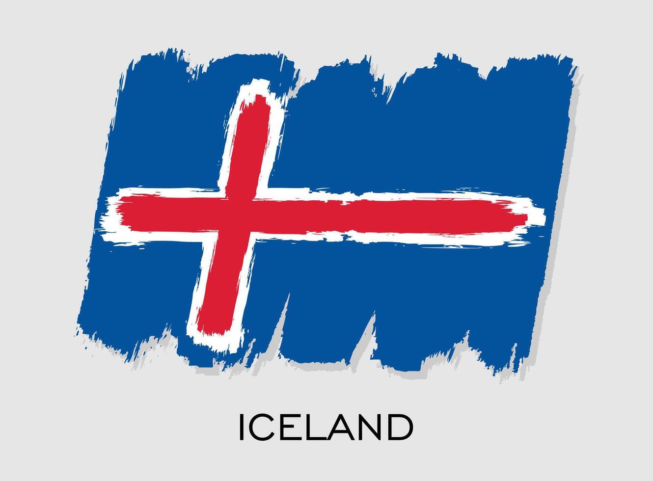 Iceland flag brush stroke design. National flag of Iceland vector