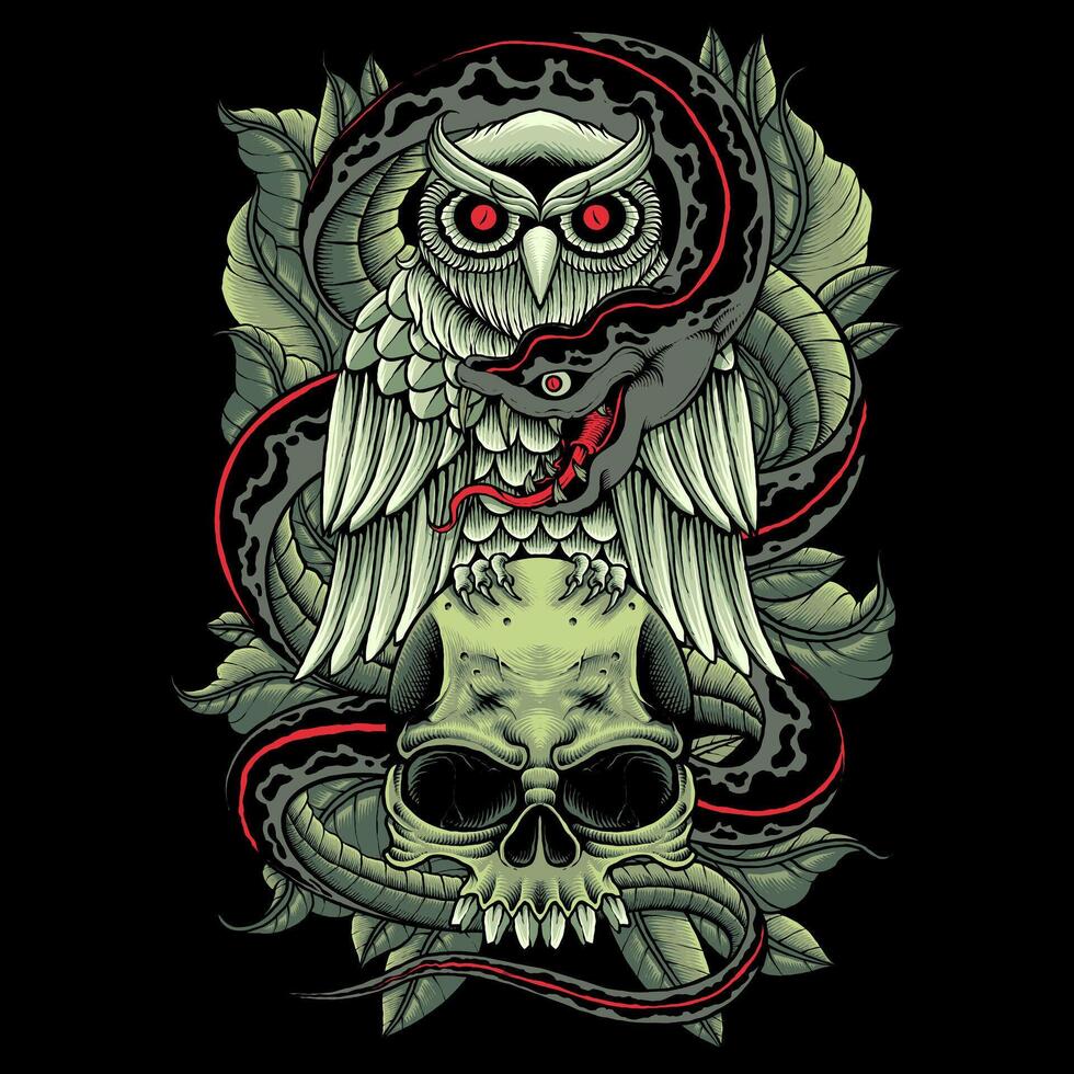 owl and snake vector