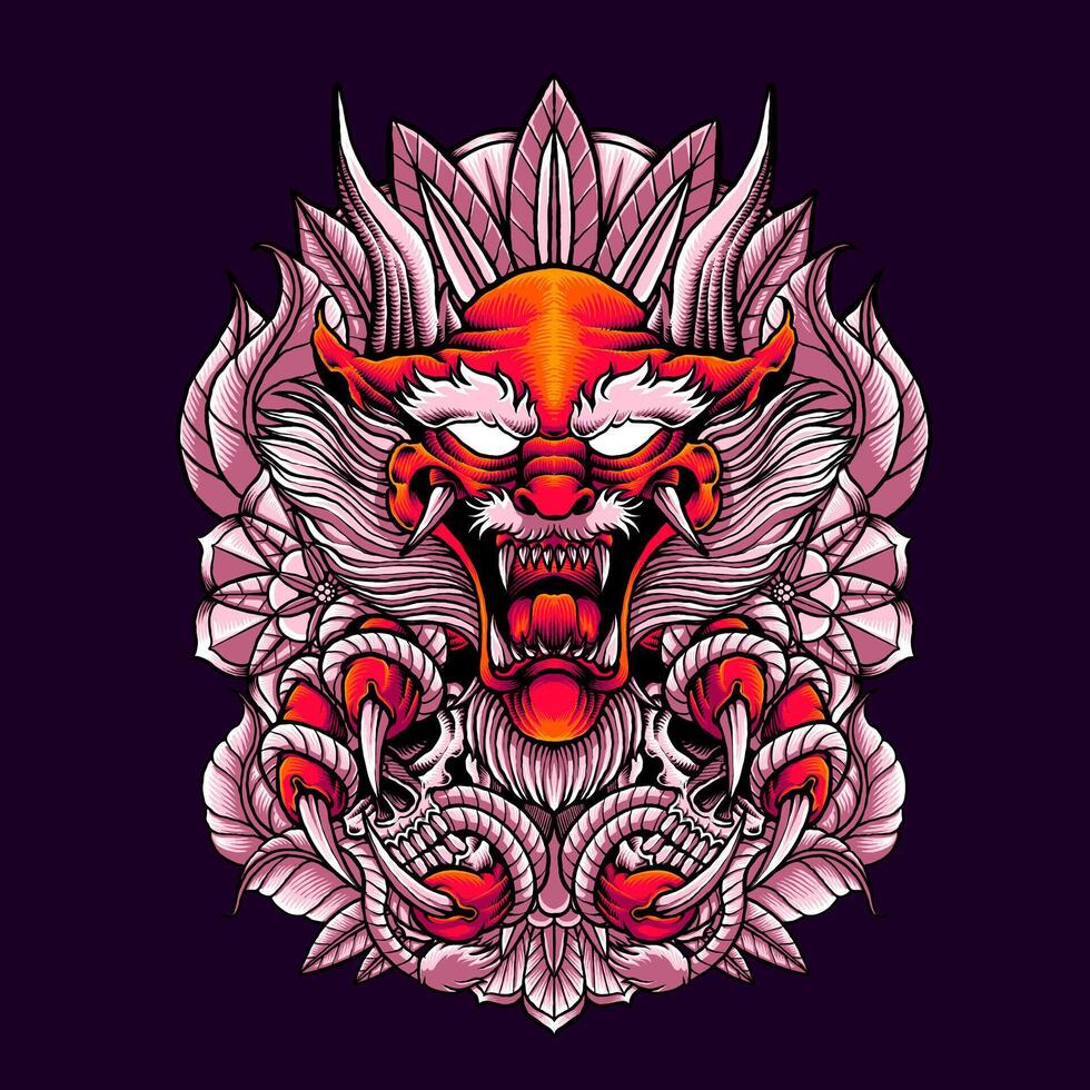 angry red dragon vector