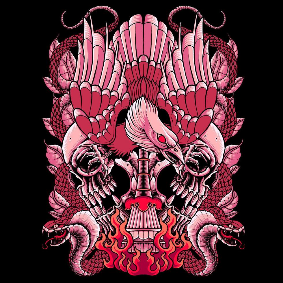 red eagle with cobra vector