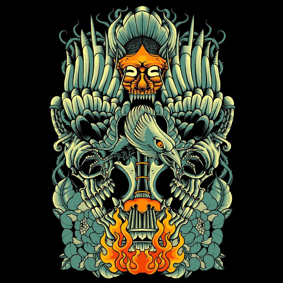 eagle with devil vector