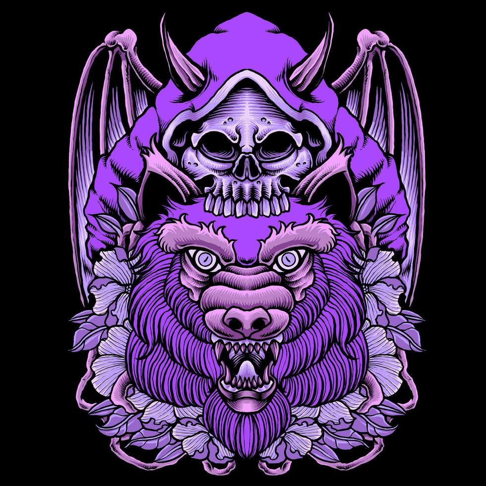 wolf and grim reaper vector