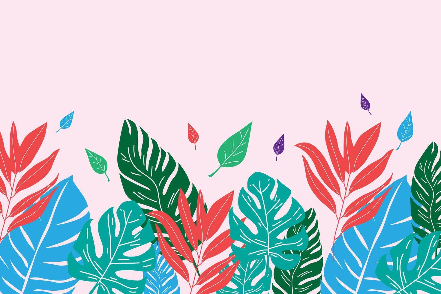 Tropical Leaves Background Vector Design