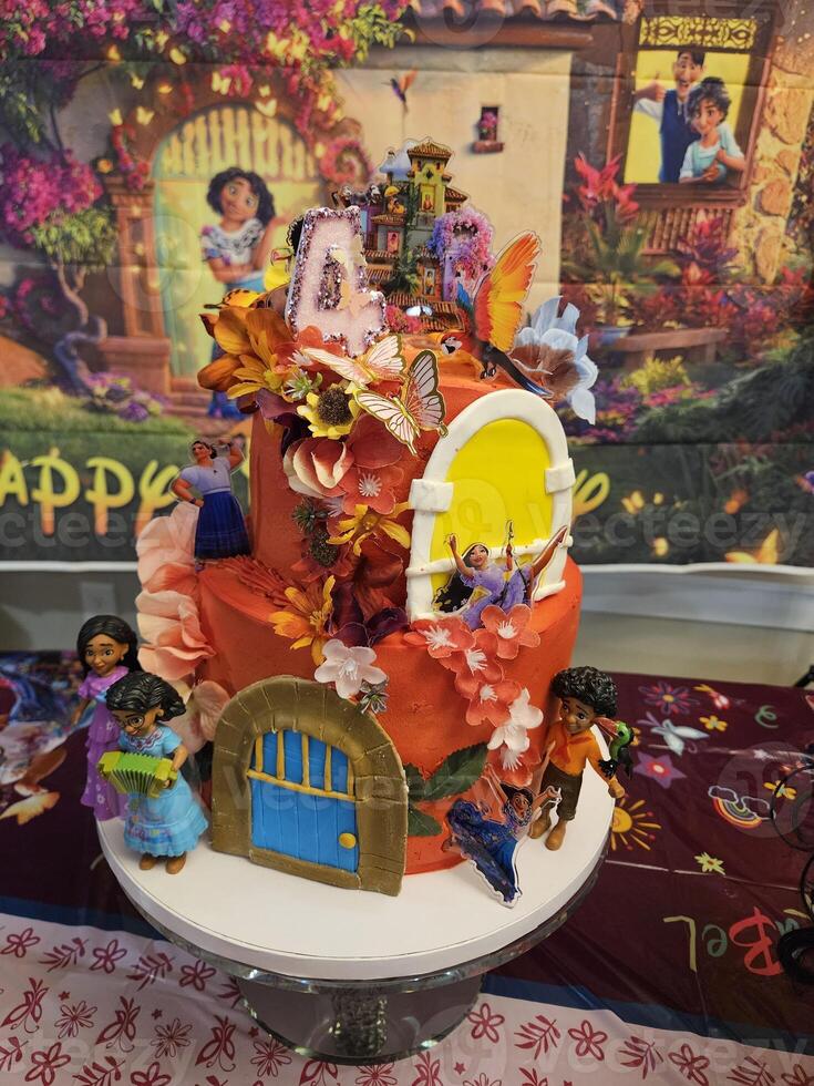 Encanto themed birthday party and birthday cake photo