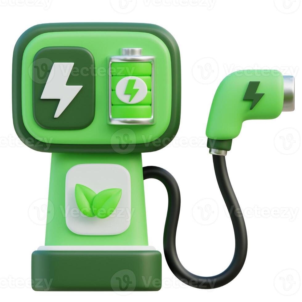 Electric vehicle charging station 3d icon photo