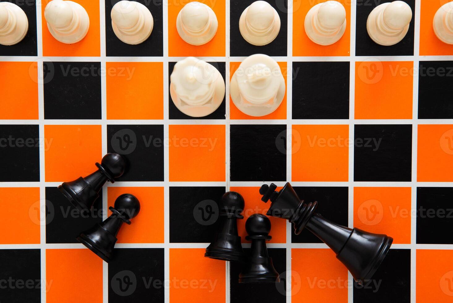 Strategy and business planning concept. Checkmate opponent during chessboard competition. photo