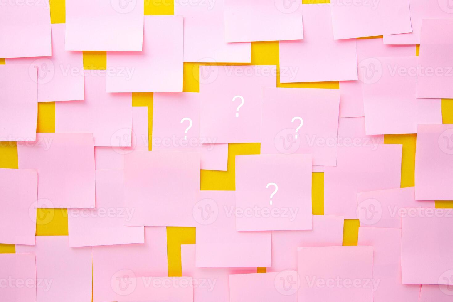 Sticky notes with question marks. Uncertainty or doubt concept. photo