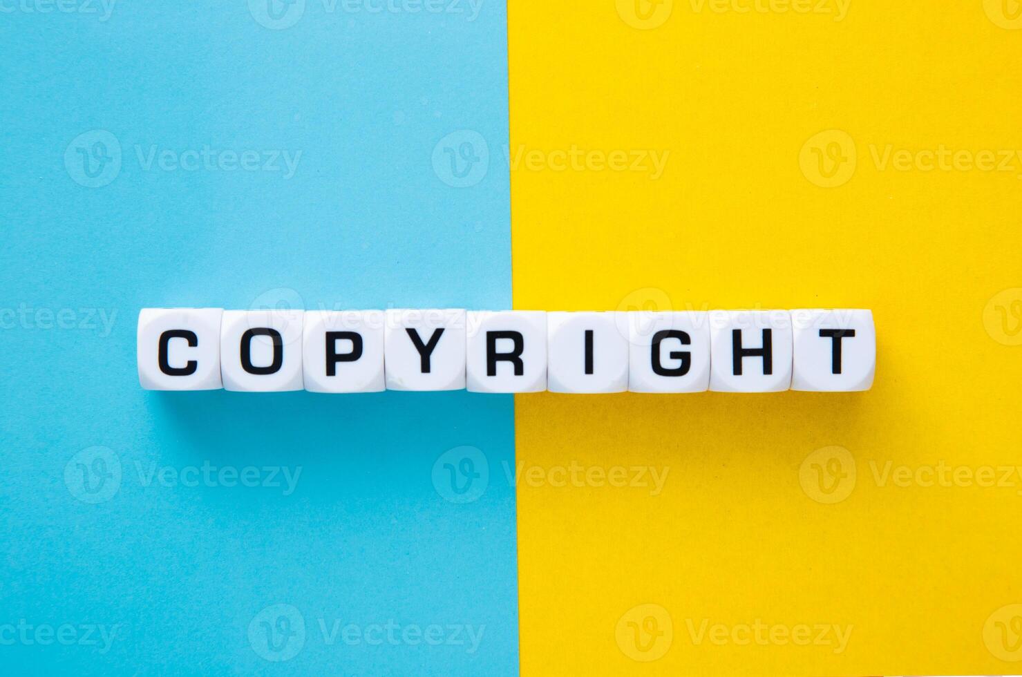 Intellectual Property Right Concept. Copyright text on block. photo