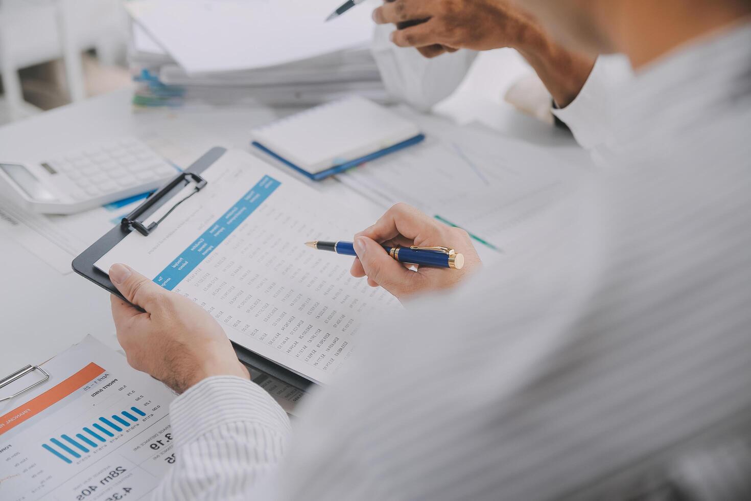 Business graphs and charts on table. Financial development, Banking Account, Statistics photo