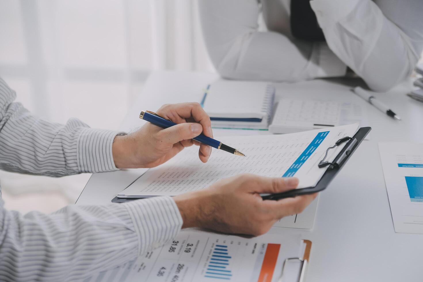 Business graphs and charts on table. Financial development, Banking Account, Statistics photo