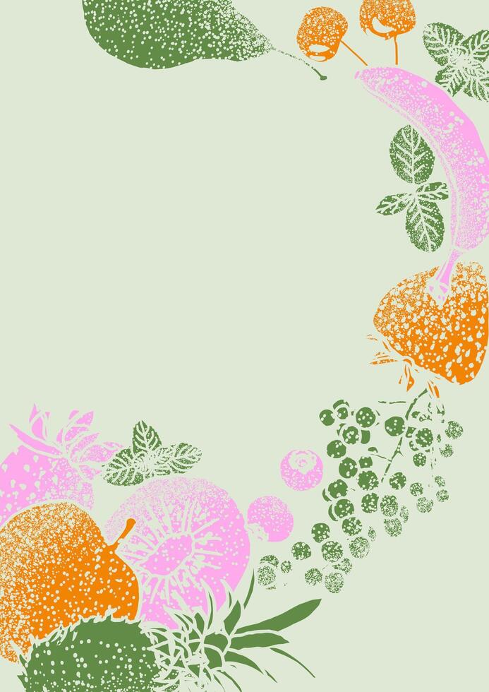 Fruits illustration sketch style with spray texture vector