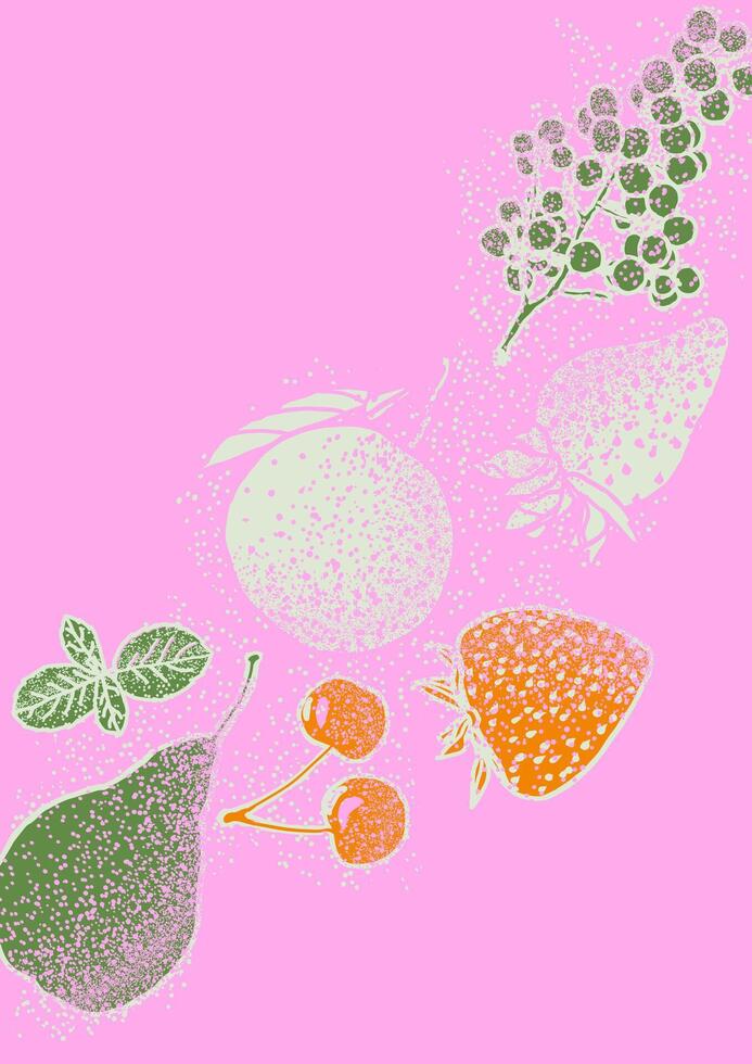 Fruits with spray texture illustration design vector