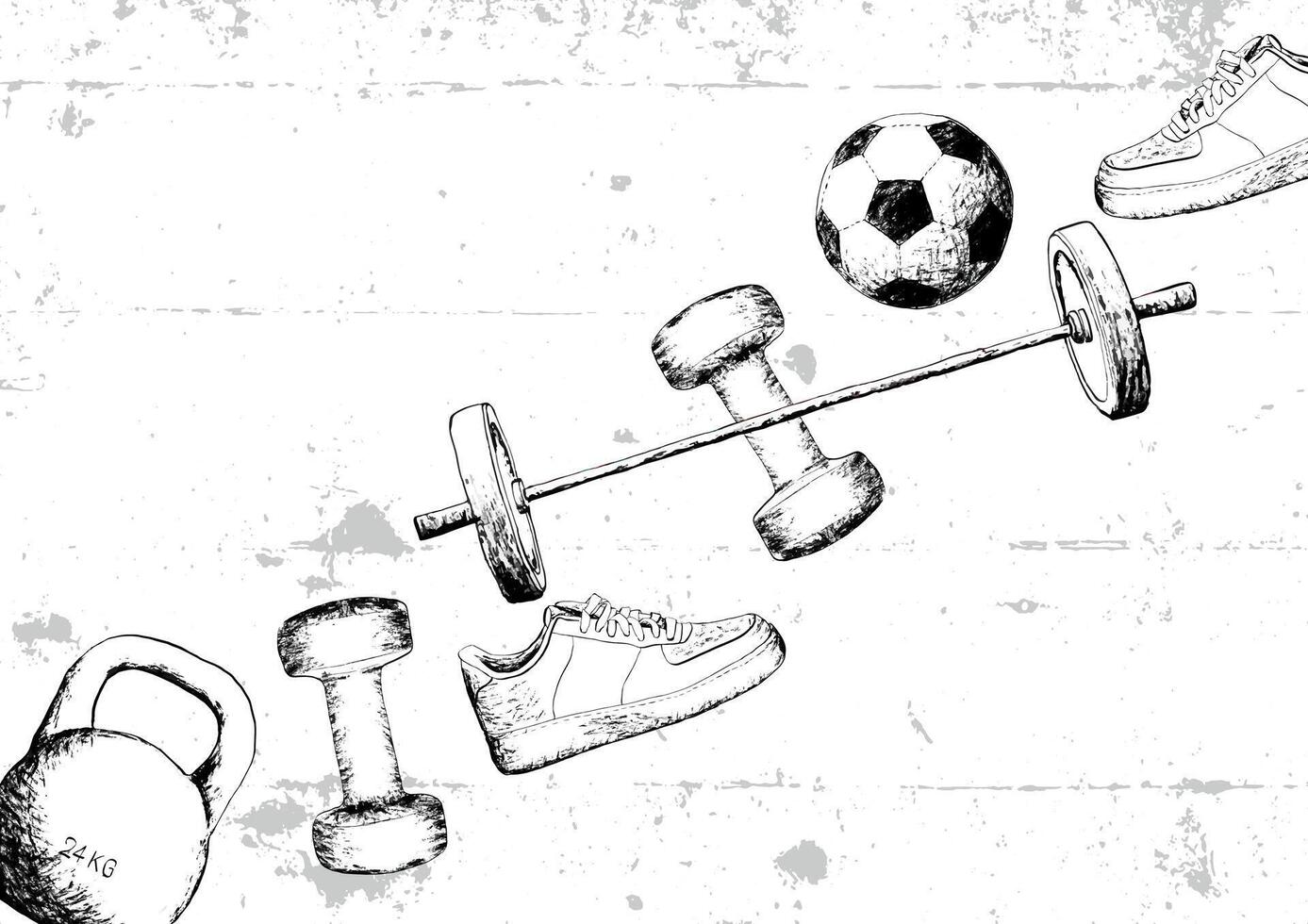 Workout fitness sport sketch grunge style design vector
