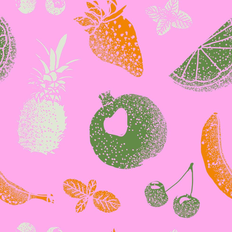 Fruits with spray texture illustration design seamless pattern vector