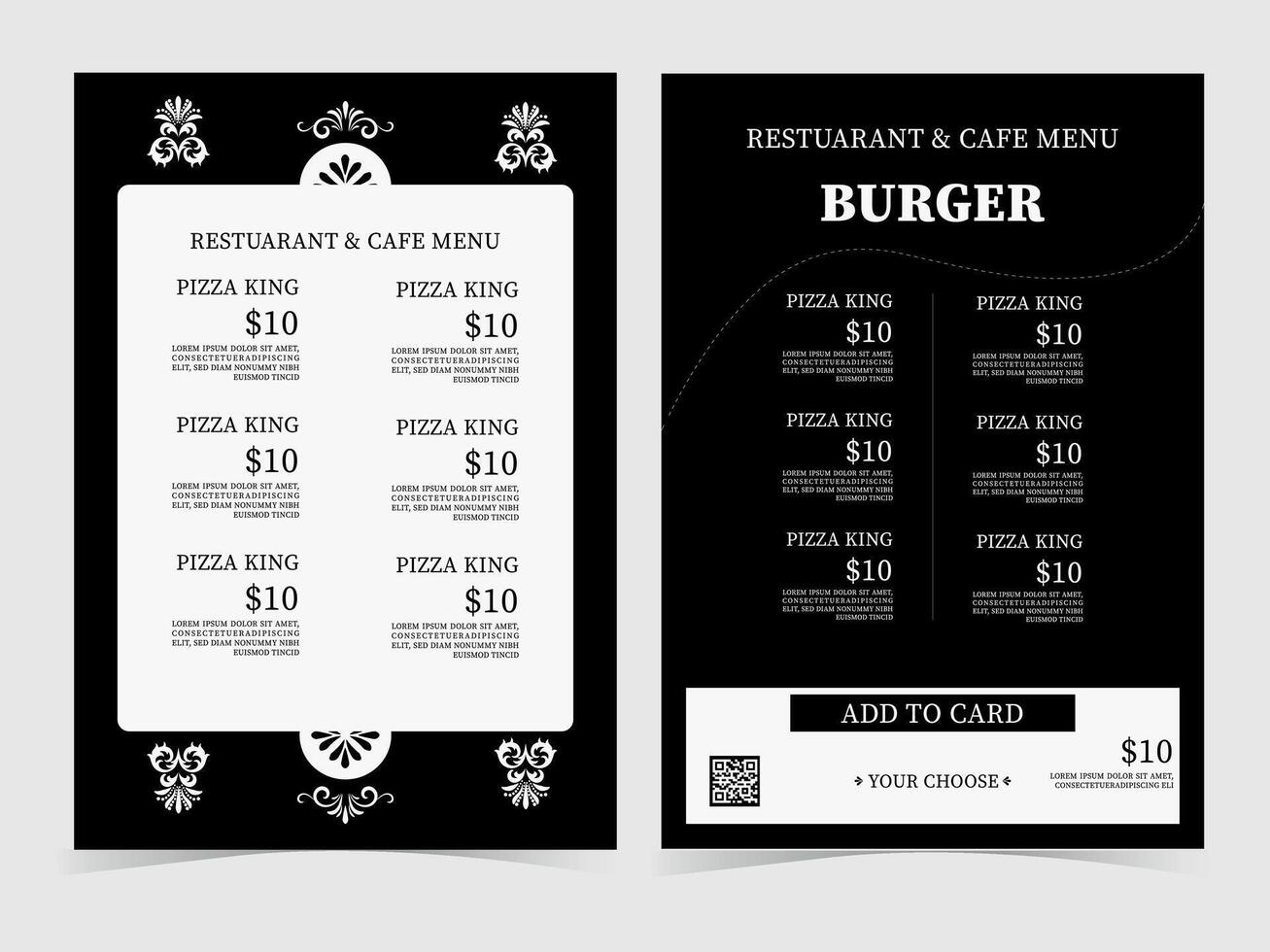 Restaurant menu design and vector brochure template