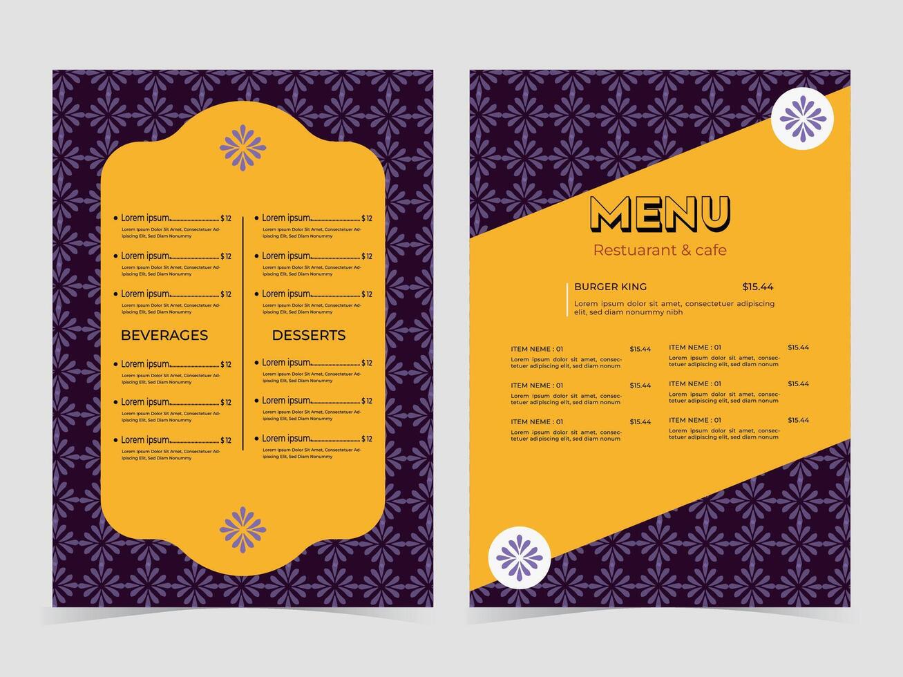 Restaurant menu design and vector brochure template
