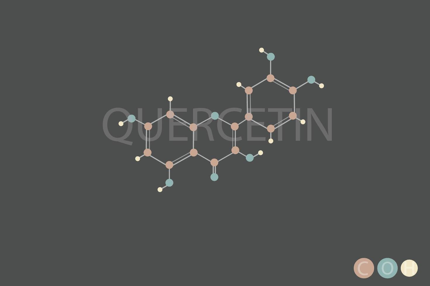 quercetin molecular skeletal chemical formula vector