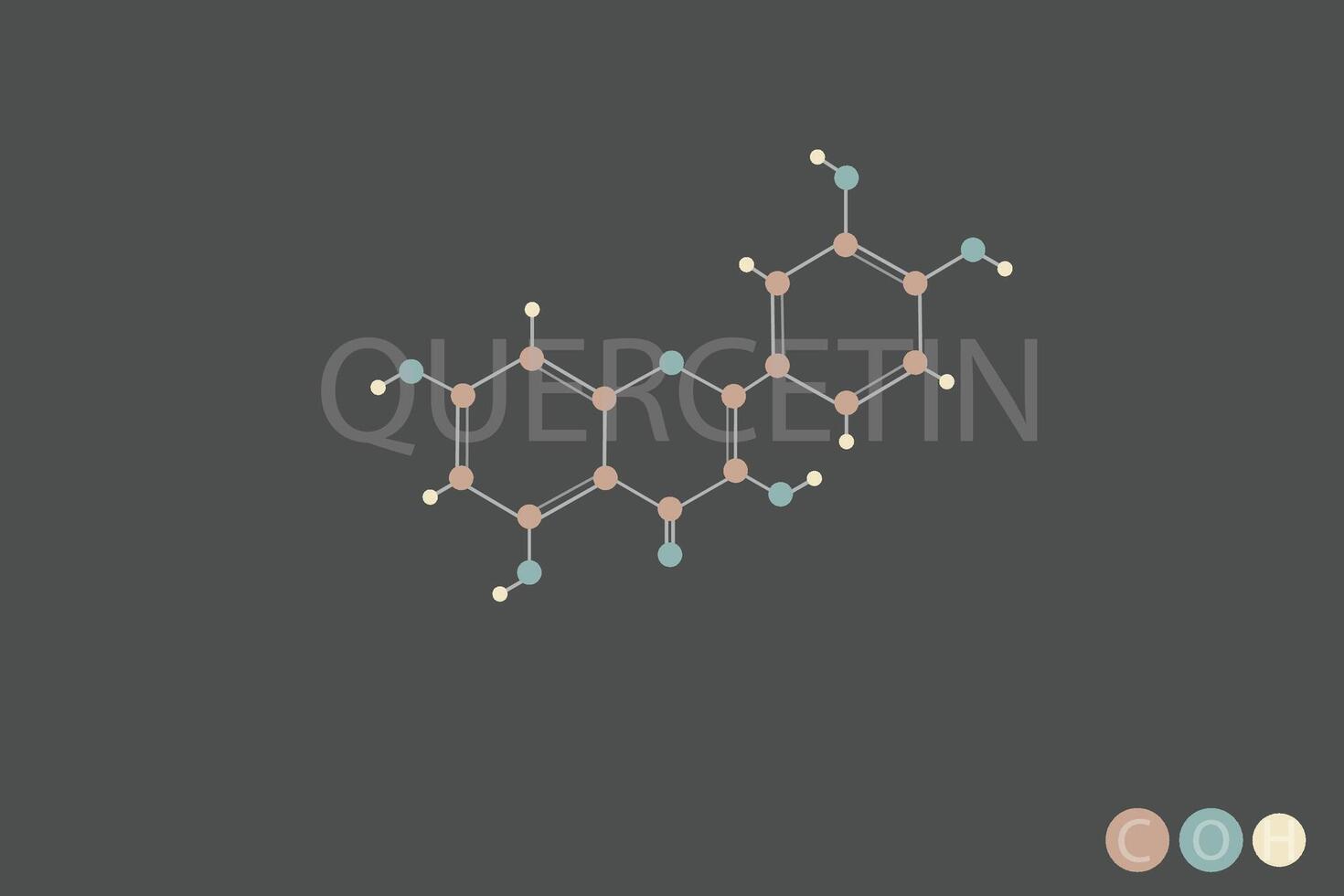 quercetina molecular esquelético químico fórmula vector