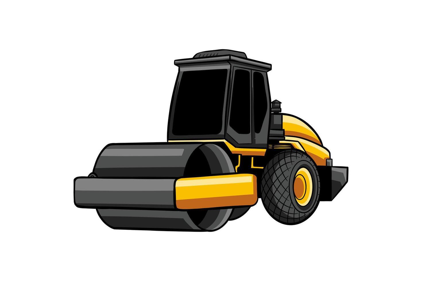 vector illustration of road roller with color