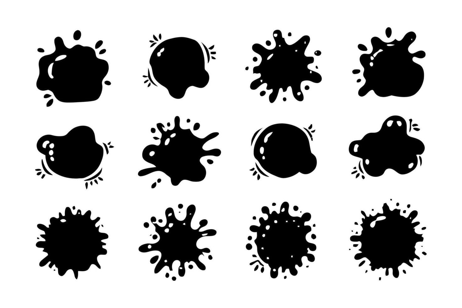 Black paint blots collection of vector
