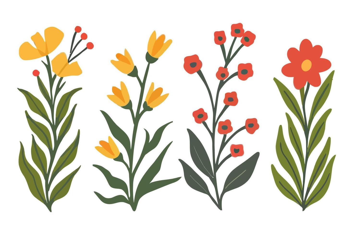 Set of spring colorful flowers vector