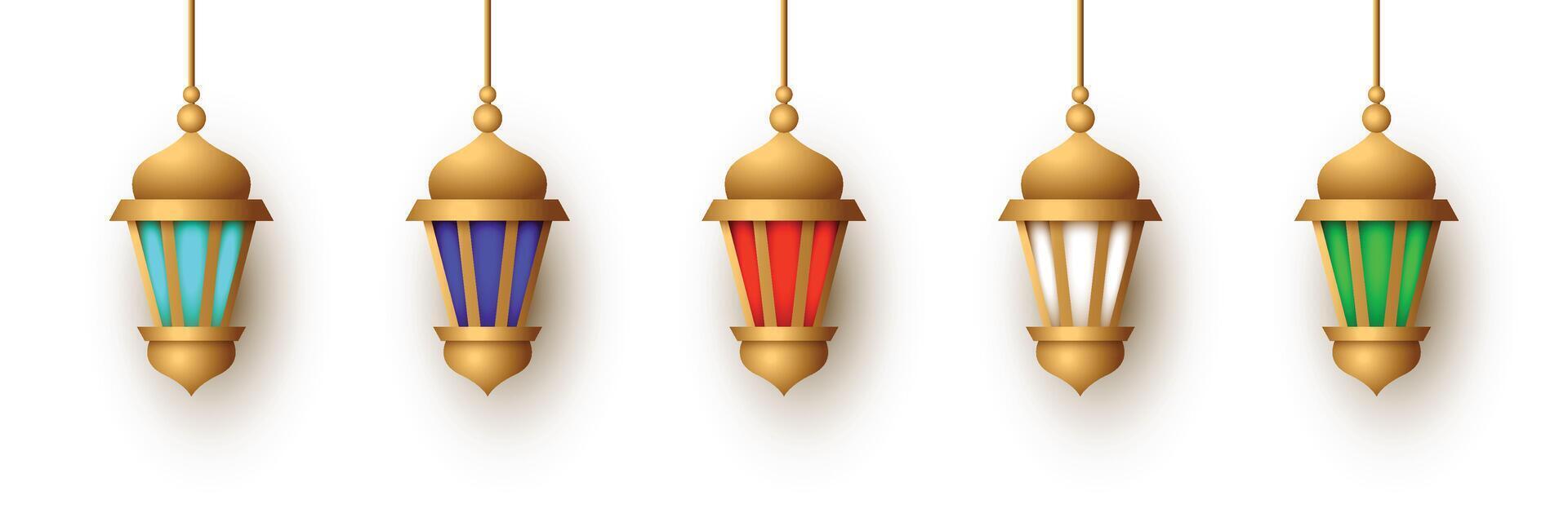 realistic lantern ornament vector set collection design